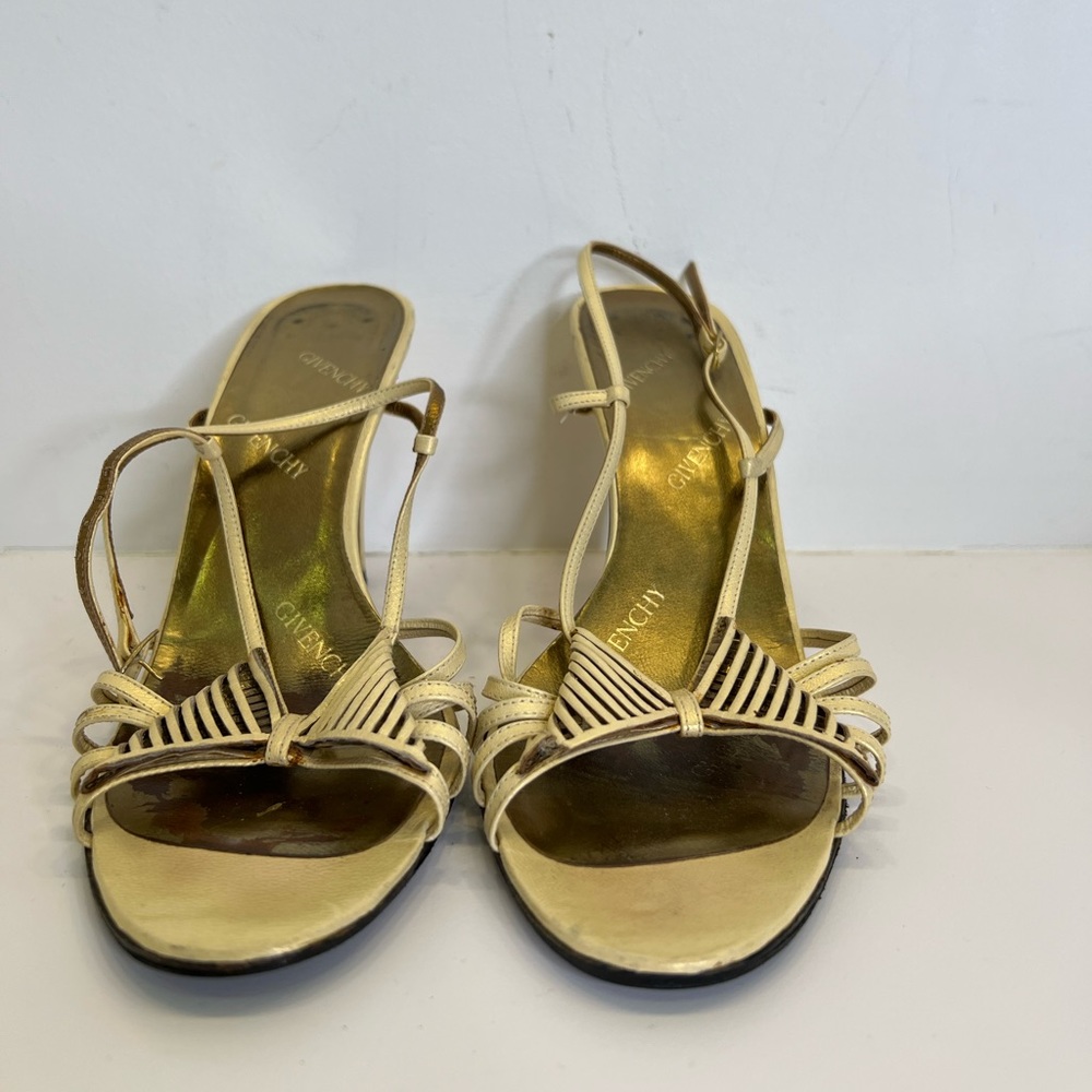 1970s Givenchy Cream Bow Strappy Heels